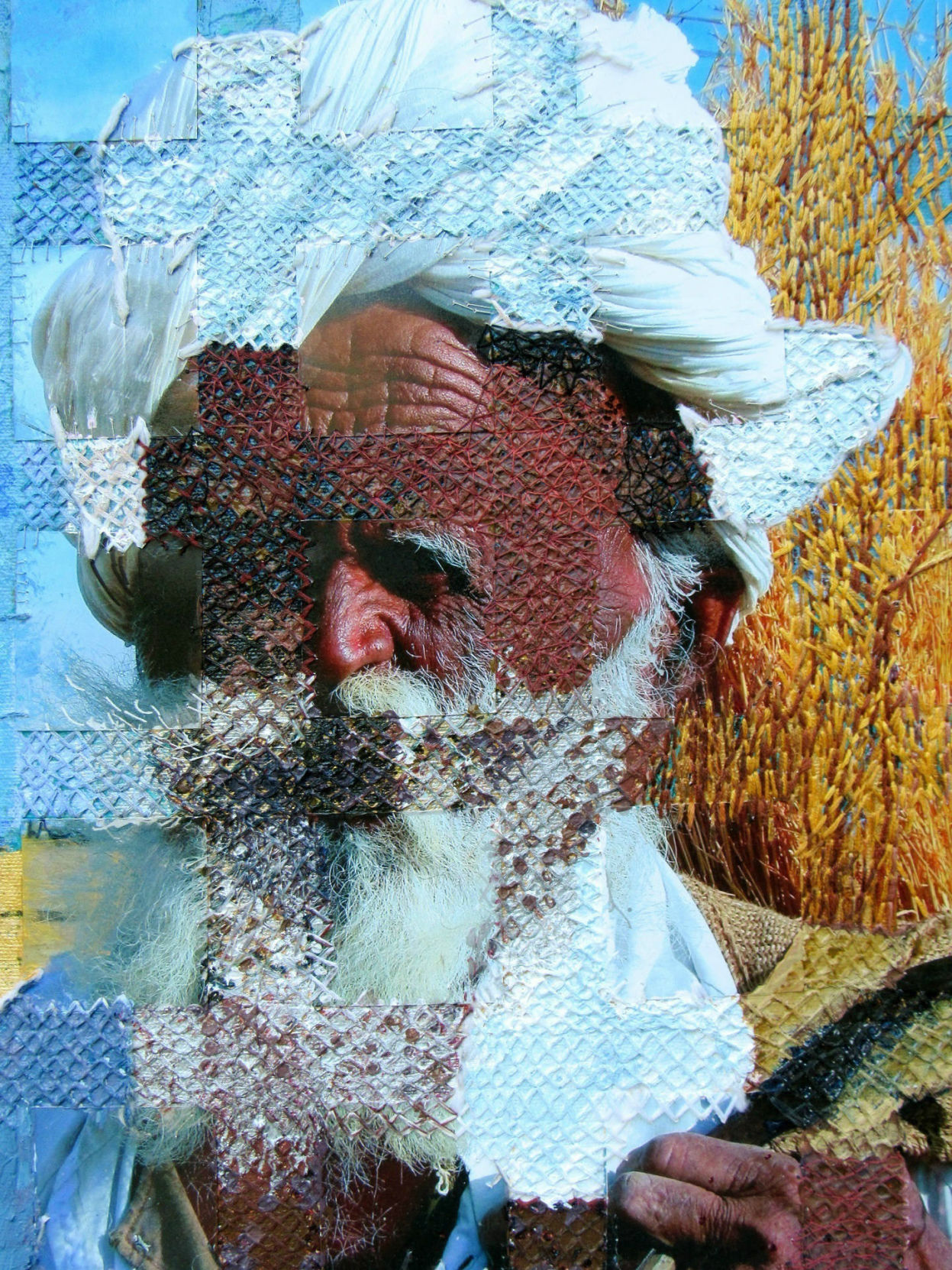 Varanasi, India, Portrait Number 2 (detail), 16 x 40, Mixed Media, 2015.jpg